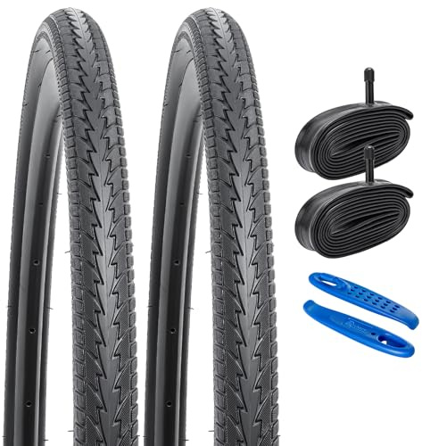 YUNSCM 2-PCS 24 Road Bike Tyres 24x1.75 tire 47-507 Bicycle Tyres and 24 Bike Tubes Schrader Valve, Compatible with 24x1.75 Bike Bicycle Tires and Tubes (Y-710)