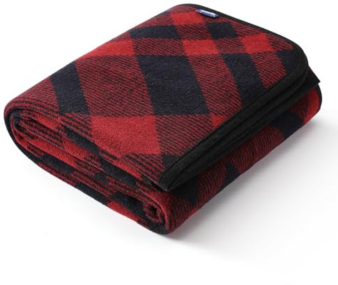 ACUSHLA Merino Wool Scottish Blanket - Large Warm Washable Tartan Blanket Living Blanket Bedspread for Bed Couch Car Office Picnic Travel All Season Plaid - (160 x 200cm|Scottish Check Red)