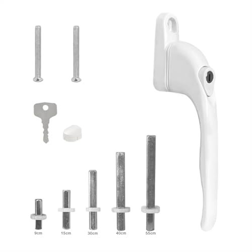 WinDoor Echo Universal Window Handles, Can be Used on Left and Right Handed Windows，UPVC Universal Inline Lockable Window Handle - Multi Spindle - White