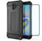 HTXWXJC Phone Case for Galaxy J6+ Case, Samsung J6 Prime SM-J610F Case HD Screen Protector, Slim Hybrid Dual Layer TPU+PC Protective Phone Cover Shockproof Cases for Samsung Galaxy J6 Plus Black