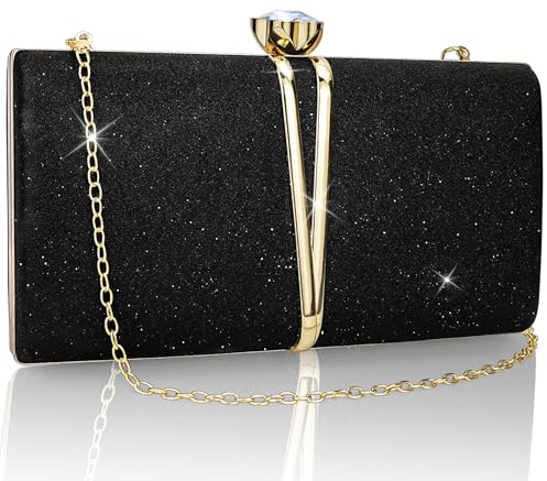 Farcauo Clutch dam kvällsväska dam liten axelväska med avtagbar kedja crossbody väska glitter aftonväska