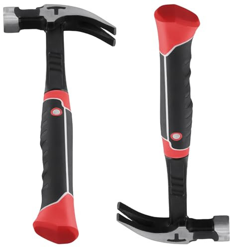 MOUYAT 2 PCS 20oz Claw Hammer, Framing Hammer 12 Inch Rip Hammers for Electricians, Carpenters, Black and Red