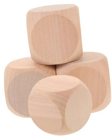 JOINPAYA 4pezzi Dadi Legno Grezzo Per Progetti Artigianali e Giochi Da Tavolo Blocchi Quadrati Legno Non Per Creazioni e Attività Festive