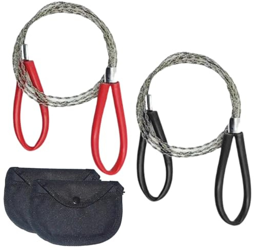 SIRLOMU 2 piezas sierras alambre, sierra cuerda dentada metal, inoxidable, mini bolsillo mano, motosierra emergencia para exteriores, fácil guardar, equipo supervivencia, cable acero (77 cm)