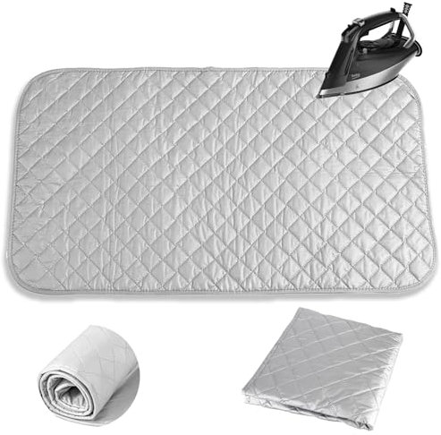 Tappetino da Stiro Portatile, Tappetino da Stiro 48x85cm, Pad da Stiro Resistente Alle Alte Temperature, Tappetino da Stiro Asse da Tavolo, Adatto per Viaggi e uso Domestico, Argento