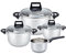 GUSTAV VOSS Topfset Induktion 7-teilig, Kochtopf Set mit Glasdeckel enthält 16cm, 20cm, 24cm Bratentopf und 16cm Stieltopf, Edelstahl Poliert Töpfe Set, Spülmaschinenfest