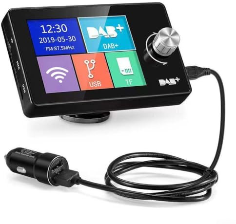 Bulevisiter Car DAB+ Digital Radio Adapter with 2.8 TFT Display, BT Music, FM Transmitter, MP3 Player, TF Card Slot, AUX-OUT for Vehicles