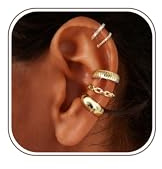 KRFY 5 Paires Ear Cuff Faux Piercing Oreille pour Femme Plaqué Or 14K Boucle Oreille Sans Trou Hypoallergénique Clips Oreilles Non Percées Ajustable Faux Piercing Helix Cartilage Cadeaux CZ