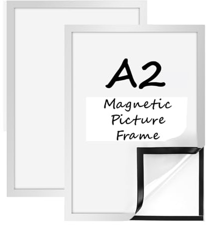 2 marcos magnéticos A2, marco de fotos autoadhesivo, marco magnético de pintura de diamantes, impermeable, imán transparente para notas, certificados, carteles, documentos, anuncios