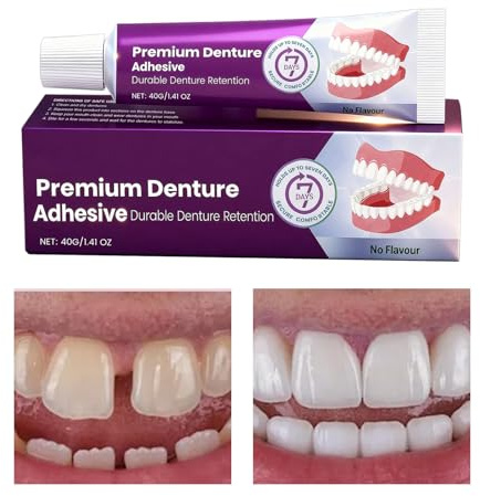 Adhesivo para prótesis dentales | 40g Cojín reparador Sellador estabilizador, crema adhesiva de fijación larga | Para adultos mujeres uso diario viaje casa