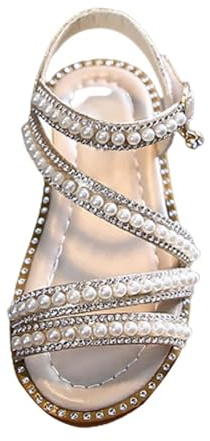 Generisch Sandales d'été pour fille édition coréenne avec ornement perlé Motif dentelle pour princesses Différentes tailles, or, 24 EU