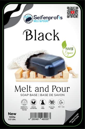 Seifenprofis 1kg - Schwarz - Glycerinseife Rohseife Seifenbasis (SLS+SCS-frei) 100% Vegan zum Seifengießen Seife selber Machen