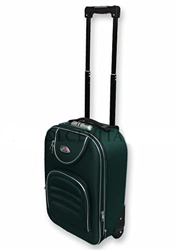 Ormi VALIGIA PICCOLA 50 CM TROLLEY BAGAGLIO A MANO RYANAIR EASY JET 2 RUOTE LOW COST TELA ECONOMICO (verde)