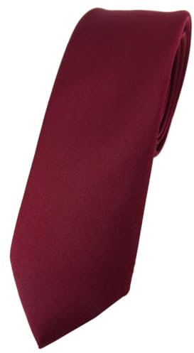 TigerTie Herren Krawatte – schmale 5,5 cm Krawatte in bordeaux einfarbigem Design, ideal für Geschäftstermine, festliche Anlässe und die Freizeit