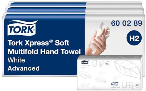 Tork Xpress® weiche Multifold-Handtücher Weiß H2, Advanced-Qualität, 2-lagig, Zickzackfalz, saugfähig, 21 x 180 Tücher, 600289