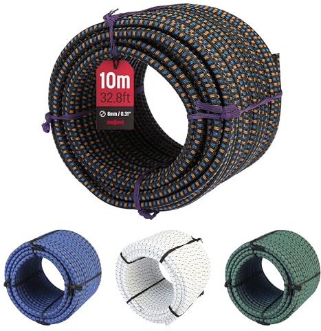 MAGMA Cuerda Elastica 8mm, 50m. Monotex Polietileno. Piscinas (Standard NF P 90-308) Toldos Acampadas Exteriores Manualidades Nautica Amarres Escalada Resistente al Agua (Negro)