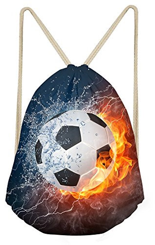 Coloranimal Sportbeutel mit Kordelzug, weich, für Yoga, Schuhe, Rack, damen, Fire Soccer Ball, 2 Packungen