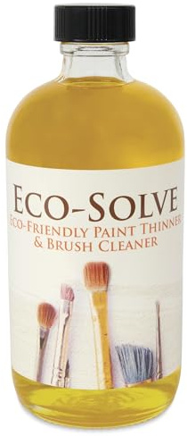 Eco-Solve Natural Oil Paint Thinner & Brush Cleaner – Non-Toxic, VOC-Free, Odorless Solvent Substitute for Oil Painting – Archival, Soy-Based Turpentine Alternative – 8oz Glass Bottle