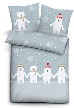 biberna 0004648 Feinbiber-Bettwäsche blau 1x 135x200 cm + 1x 80x80 cm