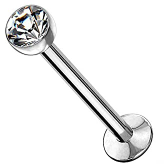 WARRIOR Piercing al Labbro/Labret STERILE 8 mm Borchie per Orecchio Tragus Helix Piercing Gioielli in Titanio 16G(1,2mm) con Cristallo Bianco 2.5 mm