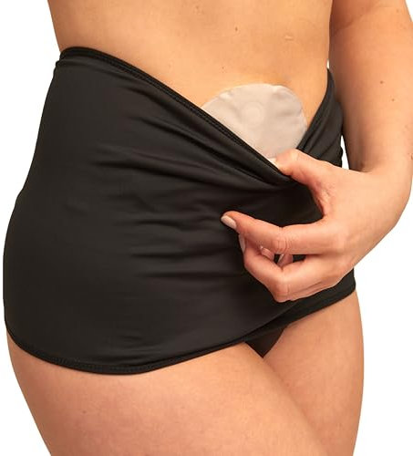 Enveloppe de stomie noire, vêtement de stomie avec poche intérieure pour maintenir la poche, maillot de bain de stomie, sous-vêtements de stomie, couvre-sac de stomie. | Small