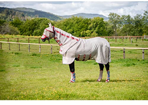 Horseware Rambo Protector Disc Front Oatmeal/Cherry, Peach & Blue, Deckengröße:155 cm / 6´9