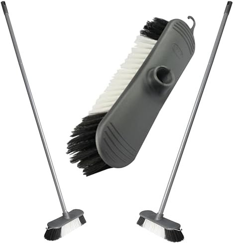 Metallic Grey Indoor Sweeping Broom With Stiff Nylon Bristles & 3pcs Easy Assemble Metal Handle Home, Office, Kitchen & Shops (1)