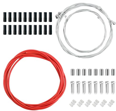 Cavo Freno Bicicletta Universale 2.5M, Guaina per Cavi Cambio Bici 2M, 1.1/1.7M Filo Freno Anteriore Posteriore, 1.55/2.1M Cavo Deragliatore, Kit Guaina Freni per Bici da Montagna da Strada (Rosso)