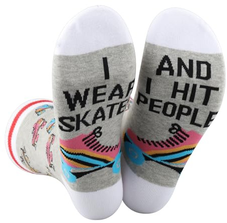 WZMPA Calcetines de patines para amantes del patinaje sobre ruedas, regalo I Wear Skates And I Hit People Socks Roller Skater Merch, I Wear Skates U, Altoa única