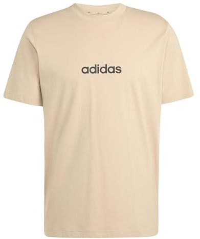 adidas Men's Essentials Linear Single Jersey TEE, Warm Sandstone/Black, XL