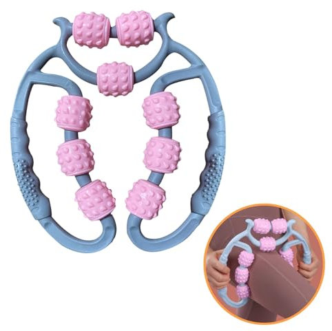 Rullo Massaggiante per Gambe e Braccia – Massaggiatore Manuale con 8 Rulli Morbidi, Pressione Regolabile, Design Ergonomico per Rilassamento Muscolare