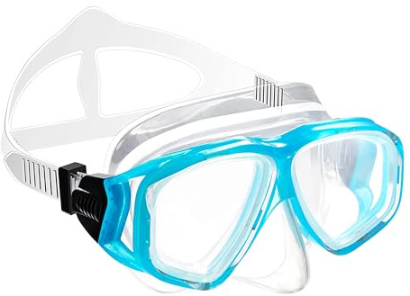 Masque Plongée Enfant Lunettes Piscine Enfants Adolescents de 7 à 12 Ans Protection UV 180°View HD Anti-buée Anti-Fuite Lunettes avec Bouchon d'oreille Pince-Nez pour Plongée Snorkeling