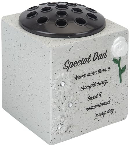 Special Dad Grave Flower Pots Vase – Memorial Ornament with Heartfelt Inscription – Weatherproof Flowers Holder Pot – Vases Ornament for Graveside Remembrance