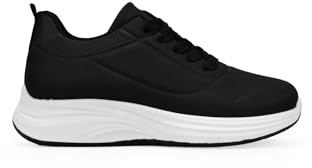 BOSANOVA Zapatillas Deportivas para Mujer con Efecto Mate y Suela de Plataforma con Ondas Cierre Mediante Cordones Calzado para Mujer Negro 41