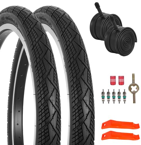 Pack de 2 20x1,75 Pneu de Vélo, Pneus et Chambres à Air de Vélo de Montagne