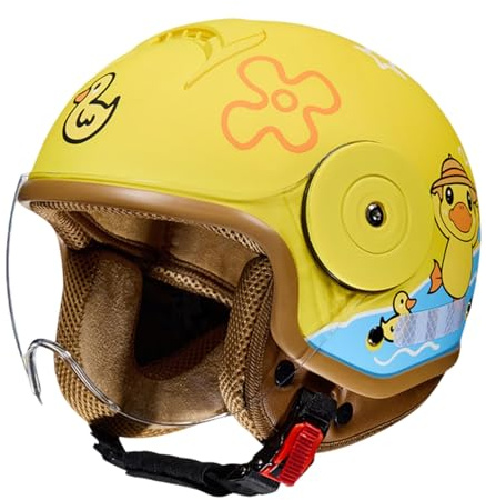 Frcychri Casco per Bambini 3/4 Viso Aperto - Casco Mezzo Guscio con Visiera Parasole, Casco da Ciclomotore - Omologato ECE Unisex Scooter Biciclette, Sci, Monopattini, Bici Senza Pedali D,19~22 in