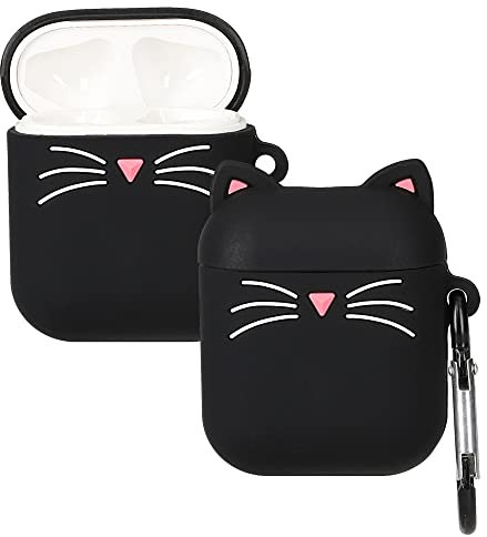 kwmobile Hülle kompatibel mit Apple Airpods 1 & 2 Hülle - Silikon Kopfhörer Schutzhülle Case Cover Schwarz Weiß