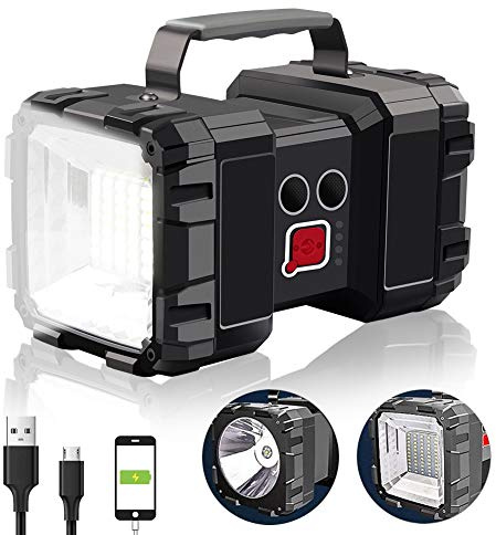 AlpsWolf Rechargeable Flashlight, LED Spotlight Flashlight 10000 Capacity 1200LM 20h Ultra-Long Standby 3+4 Lights Modes Camping Flashlight Waterproof with USB Output as a Power Bank