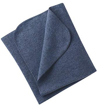 Engel Natur, Baby Fleece Decke mit Muschelkante, 100% Wolle (kbT) (80x100 cm, Blau melange)