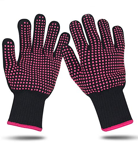 Lessmon 2 Professionelle Hitzebeständige Handschuhe für Das Haarstyling Hitze für Locken, Glätteisen und Lockenstab