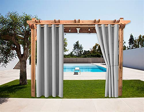 SK Studio 2 pièces Rideaux Imperméable d'extérieur, Rideau Résistant à la Décoloration Rideau Occultants avec Oeillet pour Porche Avant, Pergola, Cabanon, Gazebo Gris, 254x305cm(W x L)