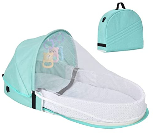 PUNELE Cuna de viaje para bebé, cuna de viaje para bebé, cuna de viaje portátil, bolso cambiador, 2 en 1, plegable, cuna de bebé con mosquitera, cuna de viaje para bebés