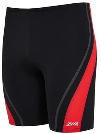 Zoggs Mens Ecolast + Eaton Mid Jammer, Black-Red, 34