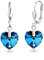 Schöner-SD 925 Silber Ohrringe Herz Kristall 10mm Damen Mädchen Bermuda Blue blau