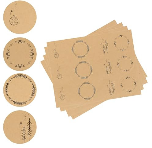 Nordstern Weihnachten Aufkleber zum Beschriften 48er Pack - Runde Sticker für Geschenke, Adventskalender und Papiertüten - Weihnachtssticker