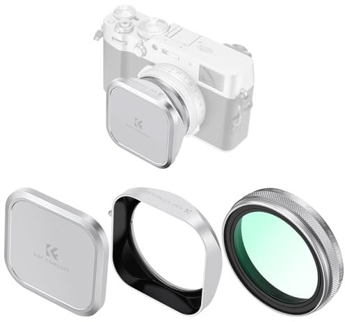 K&F CONCEPT Nano-Xcel Filtro di Protezione UV con Tappo compatibile con Fujifilm X100 Serie, Filtro MCUV compatibile con Fujifilm X100 X100S X100F X100T X100V X100VI(Argento)