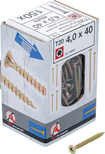 BGS Diy 88003 | Vis multifonctions | profil en T (pour Torx) T20 | 4,0 x 40 mm | 150 pièces