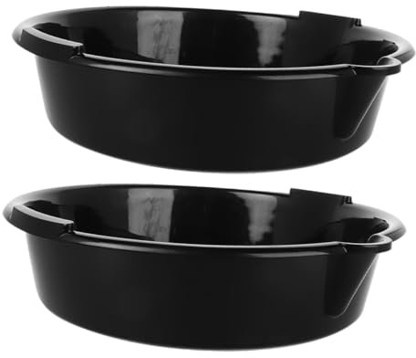 MUCKLILY 2stücke Ölauffangwanne Aus Kunststoff Für Autoölwechsel Wiederverwendbar Schwarz Behälter Für Kfz-wartung Leicht Zu Reinigen Auffangschale Für Ölwechsel