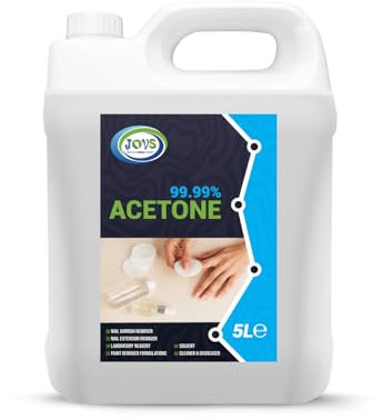 99.99% Pure Acetone 5 Litre | Professional Strength Nail Polish Remover | Acrylic, UV/LED, Nail Glue & Varnish Remover | Salon-Quality, Multi-Purpose Solvent.