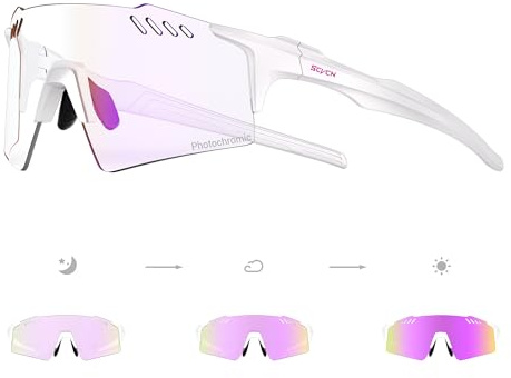 SCVCN Selbsttönend Photochromatische Fahrradbrille Herren Damen Sportsonnenbrille Klar Radsport Radfahren MTB Laufen Radbrille Volleyball Tennis Autofahren Angeln Softball Bergsteigen 003